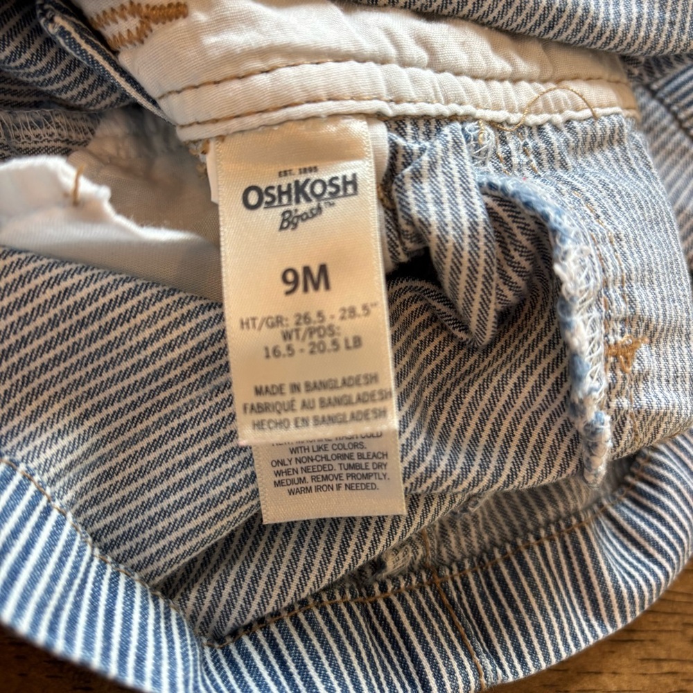 Oshkosh B’gosh Overall Dress Infant 9 months Baby Striped Nautical Summer Beach - Picture 4 of 4